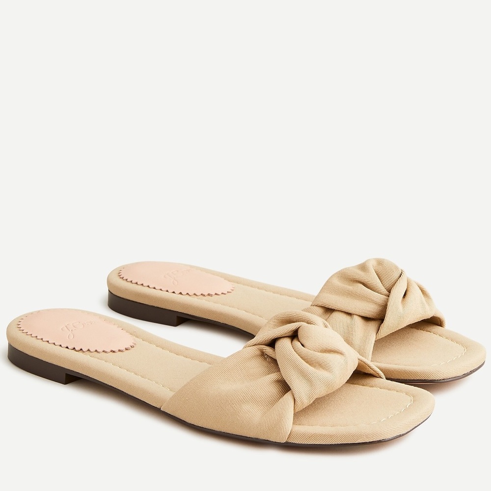 J. Crew Knotted Sandals In Chino Cotton, Khaki, Size 10.5
